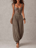 Wanda · Conjunto con Bandeau en Encaje Gris y Pantalones Harem Plissettati