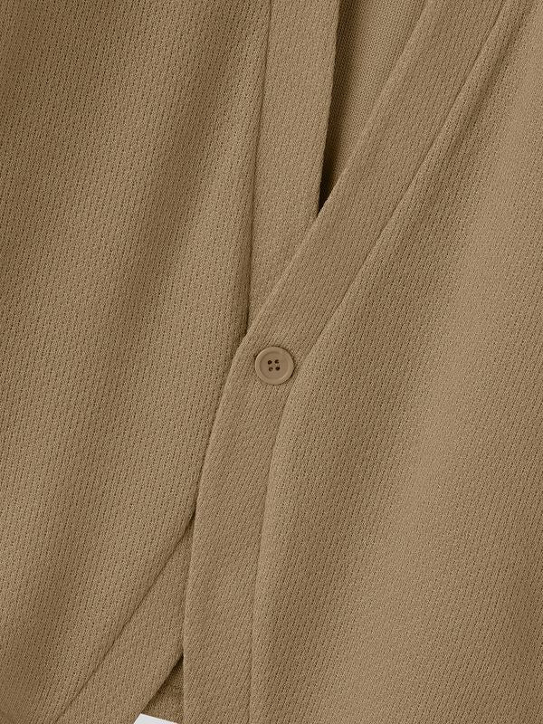 De hombre Yuppie Resort Deep V-Neck Collarless Textured Cárdigan