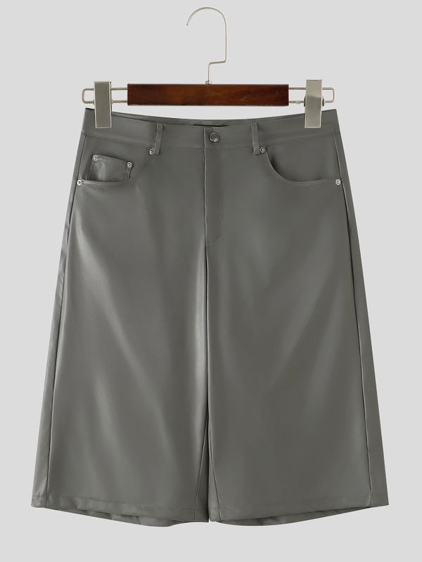 De hombre Y2K Avant-Garde Baggy Faux Piel Short SKUL78972