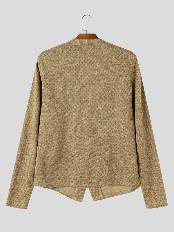 De hombre Yuppie Resort Deep V-Neck Collarless Textured Cárdigan