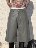 De hombre Y2K Avant-Garde Baggy Faux Piel Short SKUL78972