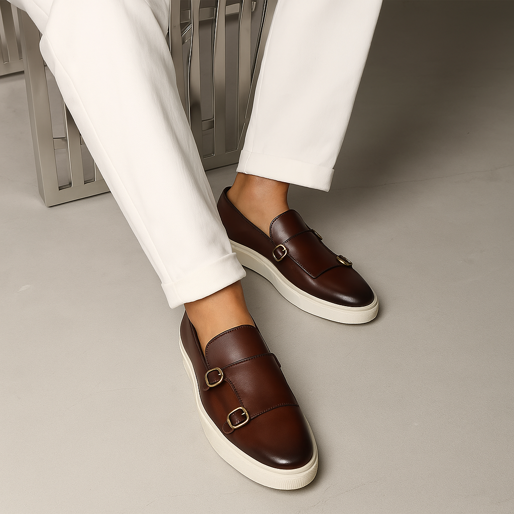 Mocasines clásicos con hebilla dorada
