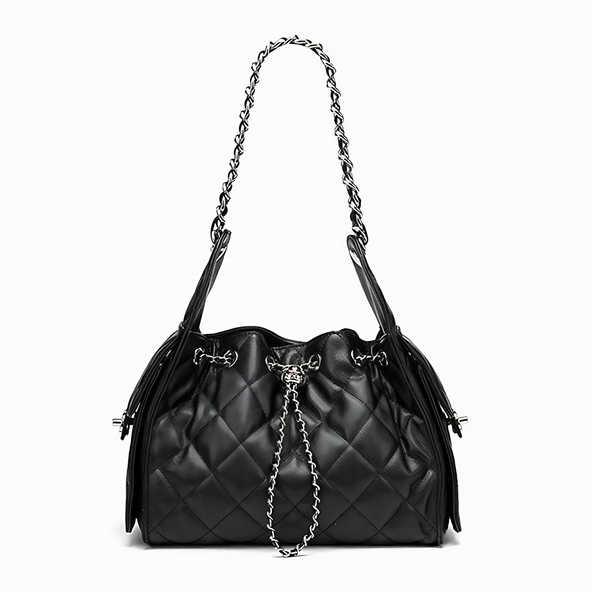 Piel auténtica Textura caviar Gran capacidad Saco Bolso de hombro