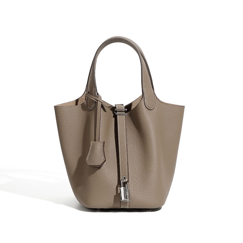 De mujer Piel auténtica Plateado Hebilla Cesta Bolso