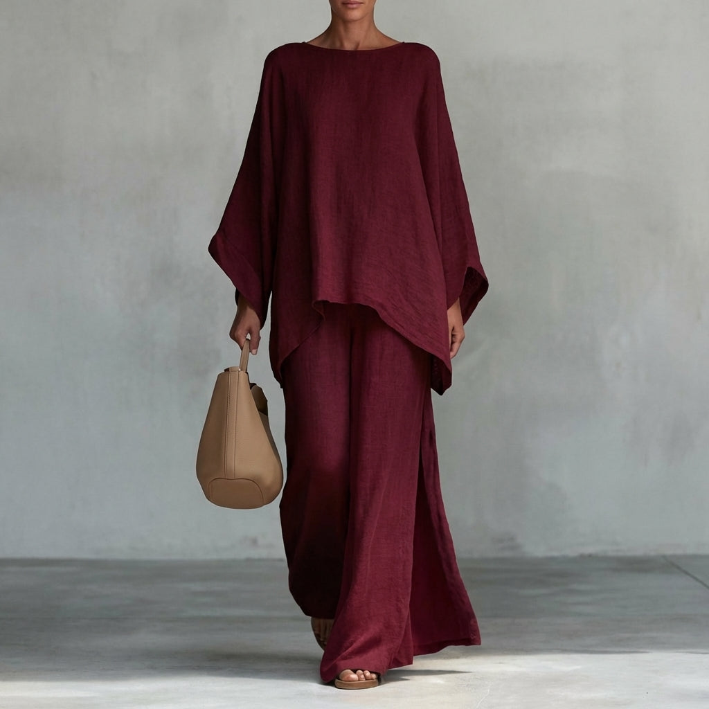 Cristina · Conjunto de dos piezas con mangas largas y pantalones amplios