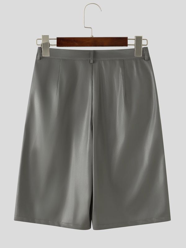 De hombre Y2K Avant-Garde Baggy Faux Piel Short SKUL78972